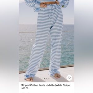 Daily Drills striped cotton pant in Malibu/white stripe
